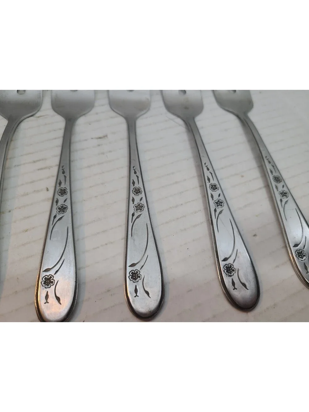 Lot of 6 Rogers Vintage Rose Pattern Flatware Forks MCM